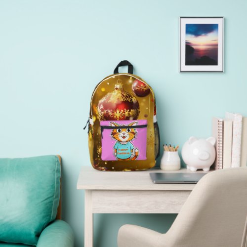 Print Cut Sew Backpack with Playful Yellow Cat 