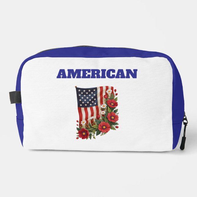 Print Cut Sew Bag-American Flag Floral Dopp Kit (Front)