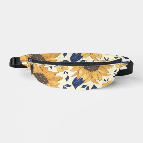 Print Cut Sew Fanny Pack Blue and Yellow Sunflower