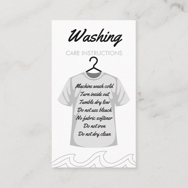 Print Direction Shirt Washing Care Instructions Business Card (Front)
