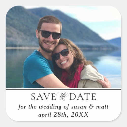 Print  Flourish Save the Date Announcement Large Square Sticker