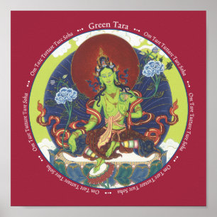 PRINT Green Tara - with mantra