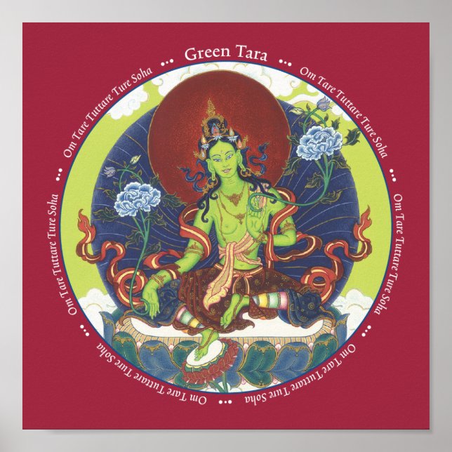 PRINT Green Tara - with mantra (Front)