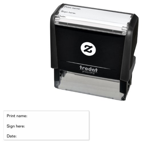 Print Name Sign Here and Date Business Self-inking Stamp