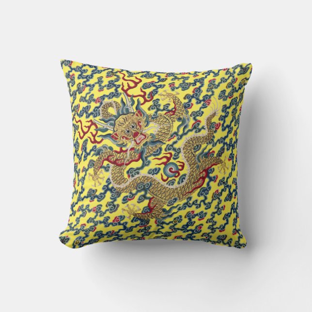 Print of Ancient Chinese Dragon Throw Pillow (Front)