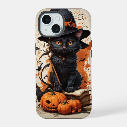 Print of cute black Cat iphone case