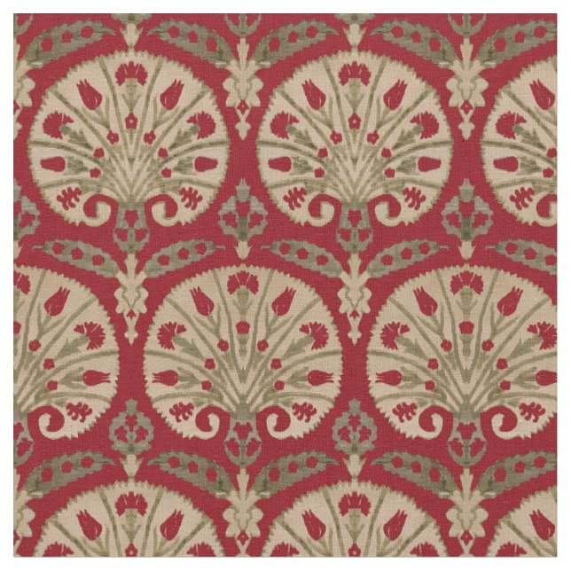 Print of Floral Fan Pattern From Bursa, Turkey Fabric (Close Up)
