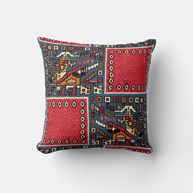 Print of Pre-Columbian Peruvian Moche Pattern Throw Pillow (Front)