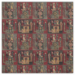 Print of Pre-Columbian Peruvian Tribal Pattern Fabric