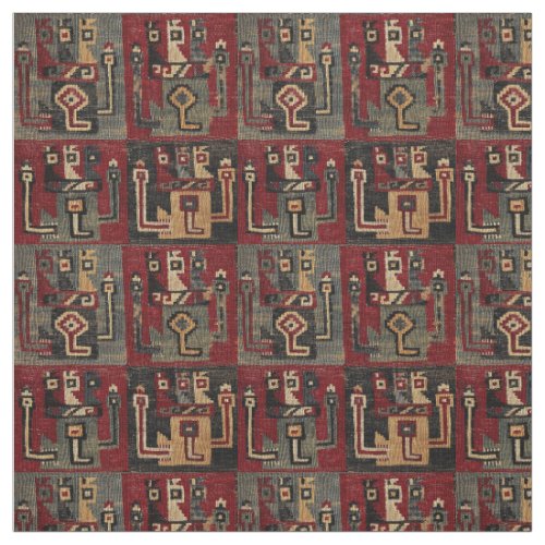 Print of Pre_Columbian Peruvian Tribal Pattern Fabric