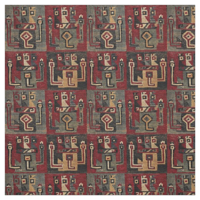 Print of Pre-Columbian Peruvian Tribal Pattern Fabric (Swatch)