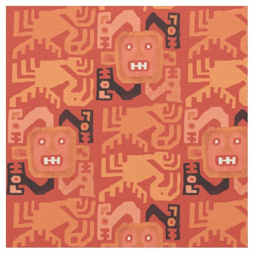 Print of Pre-Columbian Peruvian Tribal Pattern Fabric