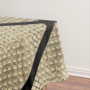 Print of rustic design of brick wall beige tablecloth