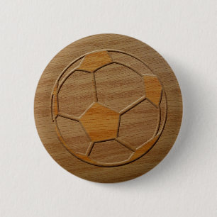 Print Of Soccer Ball Carved In Wood Button