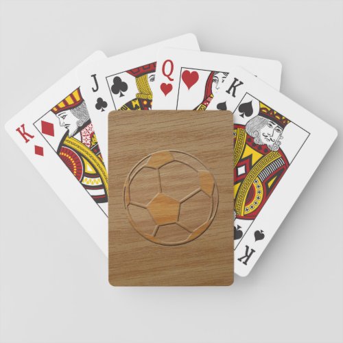 Print Of Soccer Ball Carved In Wood Playing Cards