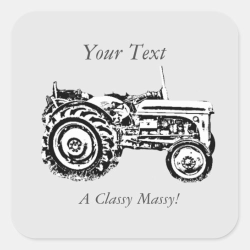 print of vintage gray massey fergison tractor  square sticker