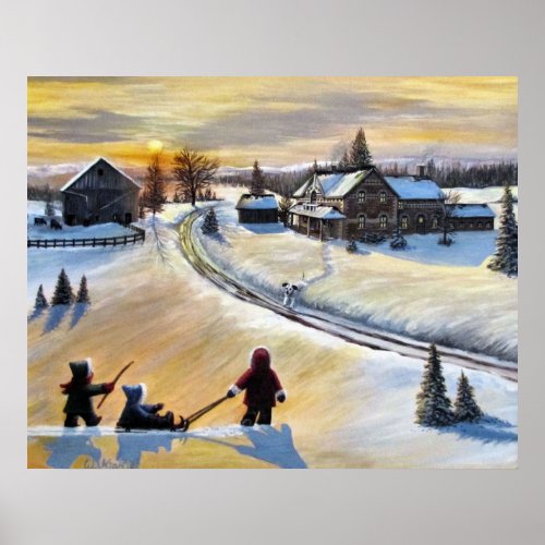 Print of Winter Wonderland Folk Art