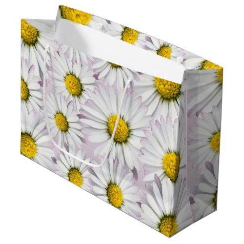 Print of yellow and white daisies large gift bag