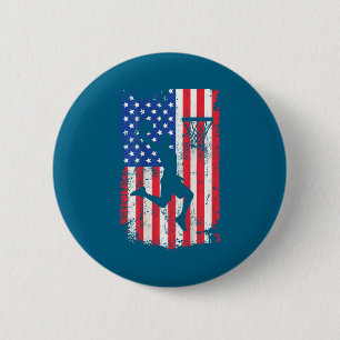 Print on back basketball usa american flag 4th of button