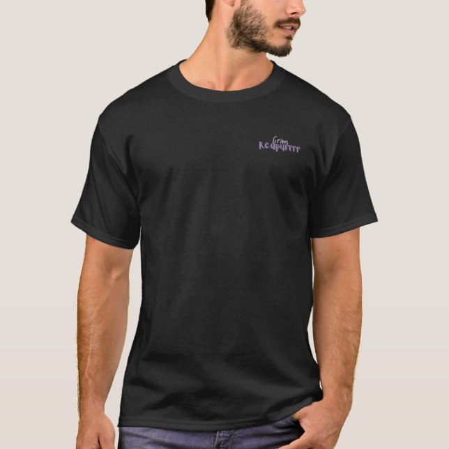 Print on Both Sides Grim Reaper with Cat Funny Gra T-Shirt (Front)