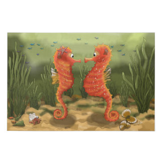 Print on canvas enchanted ocean world seahorses