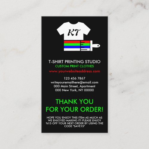 Print on demand Clothing Washing Instructions Business Card