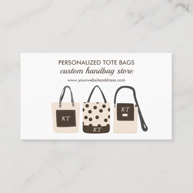 Print on demand Monogram Tote Bags Business Card
