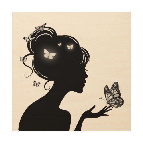 Print On Wood The White Butterfly Woman