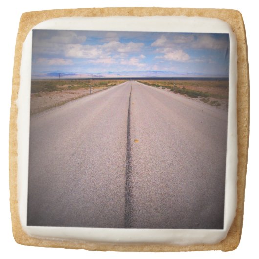 Print Phone Photo Summer Road Trip Square Shortbread Cookie (Front)