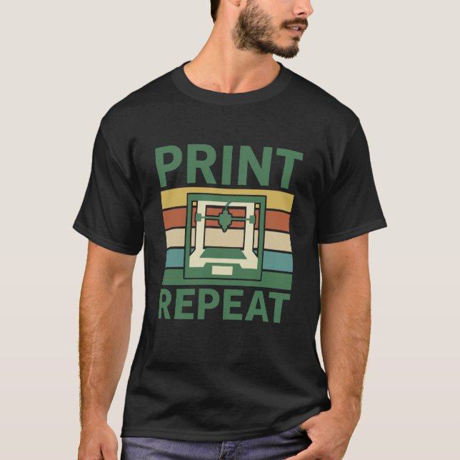 Print Repeat Retro 3D Printer Graphic T-Shirt (Front)