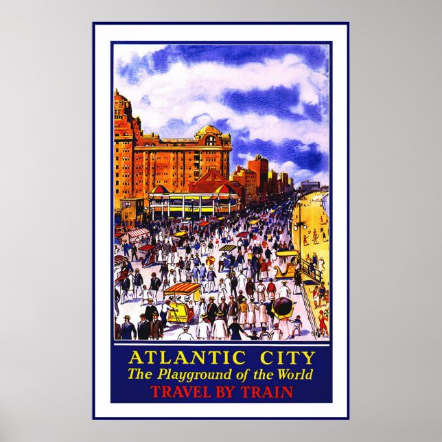 Print Retro Vintage Image Travel Atlantic City (Front)