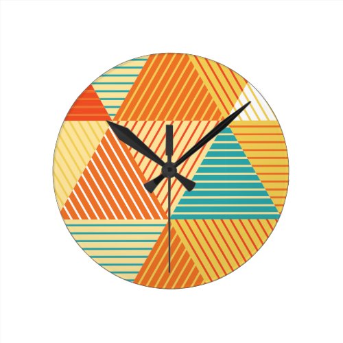 Print rustic geometric triangles. round wallclock