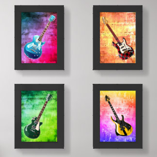 Print Set of 4 Electric Guitars