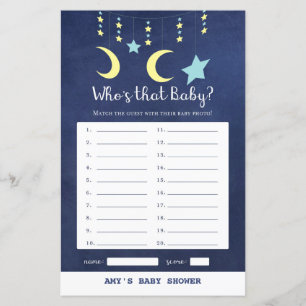 PRINT Twinkle Twinkle Moon Stars Baby Shower Game