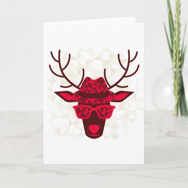Print With Deer In Hipster Style Holiday Invitation