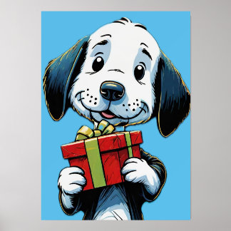 Print with Wood Block, Matte-snoopy  holding  gift Holder