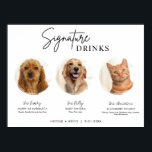Printable 3 Pets Signature Drinks Sign Wedding Bar<br><div class="desc">Include your fur babies in your wedding with this cute editable pet wedding signature drink sign that features a circle frame to feature your pet's picture along with your signature wedding drink and recipe. Printable wedding signs are the perfect way to print your wedding signs at home. Simply download the...</div>