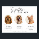 Printable 3 Pets Signature Drinks Sign Wedding Bar<br><div class="desc">Include your fur babies in your wedding with this cute editable pet wedding signature drink sign that features a circle frame to feature your pet's picture along with your signature wedding drink and recipe. Printable wedding signs are the perfect way to print your wedding signs at home. Simply download the...</div>