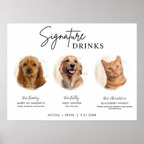 Printable 3 Pets Signature Drinks Sign Wedding Bar