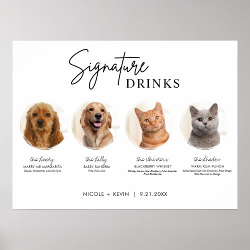 Printable 4 Pets Signature Drinks Wedding Bar Sign