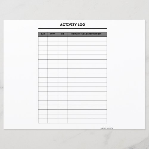 Printable Activity Log