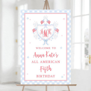 Printable American Flag Crest Welcome Sign, Custom Foam Board