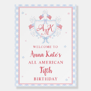 Printable American Flag Crest Welcome Sign, Custom Foam Board