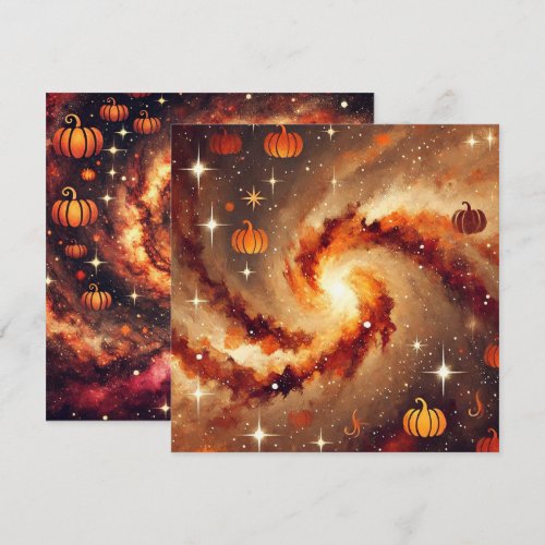 Printable Autumn Galaxy Pumpkin Spice Scrapbook Invitation