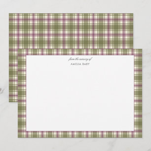 Printable Autumn Plaid  Baby shower notecard
