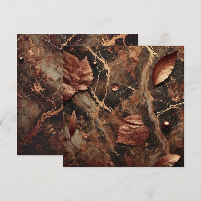 Printable Autumnal Marble Earthy Brown Scrapbook Invitation (Front/Back)