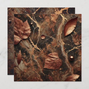 Printable Autumnal Marble Earthy Brown Scrapbook Invitation