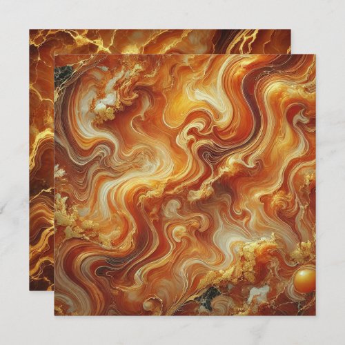 Printable Autumnal Marble Gold &amp; Orange Scrapbook Invitation