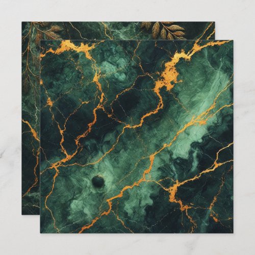 Printable Autumnal Marble Green Forest Scrapbook Invitation