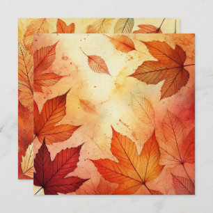 Printable Autumnal Watercolor Leaves Scrapbook Invitation